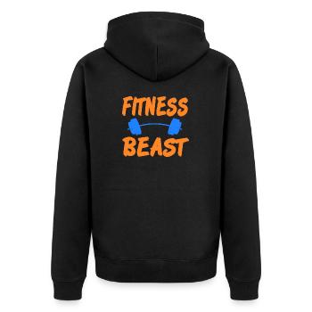Fitness Beast Awesome Retro Fitness Trainer - Unisex Premium Bio Zip Hoodie - Schwarz - Hinten - Nico (187cm)
