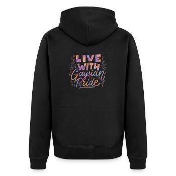 Schwul Lesbisch LGBTQ Stolz Gaysian I Geschenk - Unisex Premium Bio Zip Hoodie - Schwarz - Hinten - Nico (187cm)