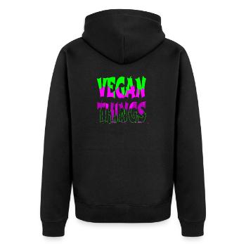 pro vegan happy humour cool blagues génial geek - Veste à capuche bio Premium Unisexe - noir - Dos - Nico (187cm)