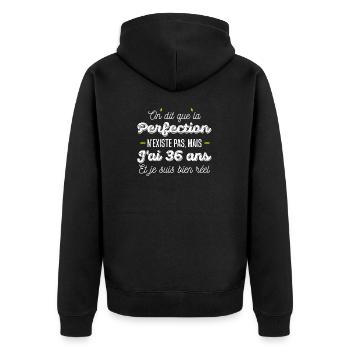 36 ans de perfection / humour anniversaire 36 ans - Veste à capuche bio Premium Unisexe - noir - Dos - Nico (187cm)