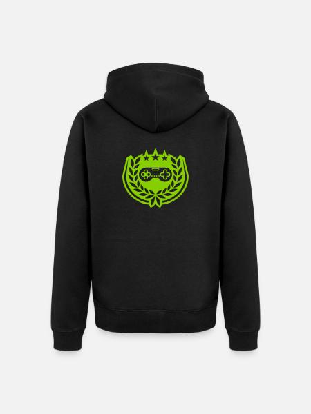 Retro Controller Stars Laurel Wreath - Unisex Premium Organic Zip Hoodie - black