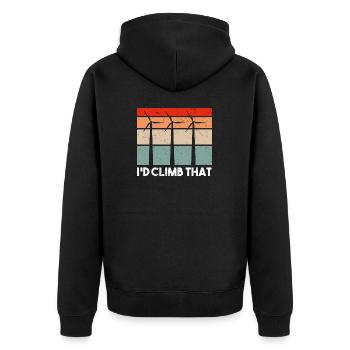 Wind turbine technician wind farm wind power - Unisex Premium Organic Zip Hoodie - black - Back - Nico (187cm)