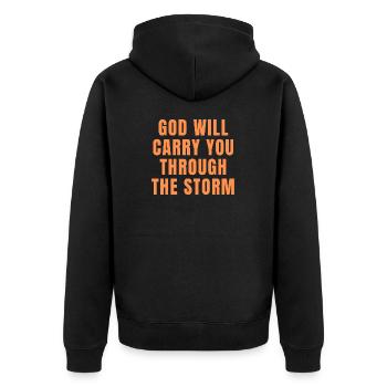 God Will Carry You Through The Storm - Christian - Unisex Premium Organic Zip Hoodie - black - Back - Nico (187cm)