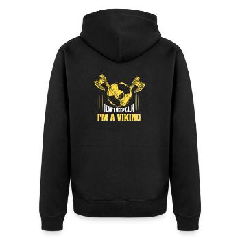 I Can't Keep Calm I'm A Viking Norse Odin - Unisex Premium Bio Zip Hoodie - Schwarz - Hinten - Nico (187cm)