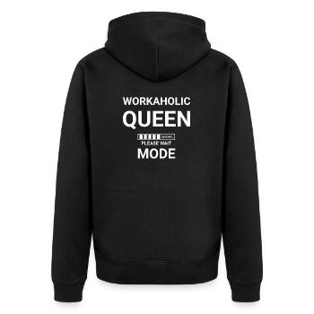 Workaholic Queen Mode Loading Please Wait - Unisex Premium Organic Zip Hoodie - black - Back - Nico (187cm)