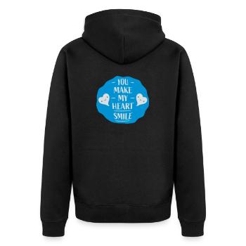 make my heart smile - Unisex Premium Bio Zip Hoodie - Schwarz - Hinten - Nico (187cm)