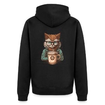 Latte Loving Cat - Veste à capuche bio Premium Unisexe - noir - Dos - Nico (187cm)