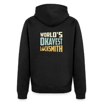 World's Okayest Locksmith Lockpicker Pick Locks - Unisex Premium Bio Zip Hoodie - Schwarz - Hinten - Nico (187cm)