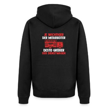 Feuerwehrmann Löschfahrzeug Feuerwehr - Unisex Premium Bio Zip Hoodie - Schwarz - Hinten - Nico (187cm)