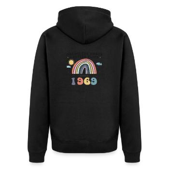 Rendre le monde meilleur depuis 1969, mignon - Veste à capuche bio Premium Unisexe - noir - Dos - Nico (187cm)