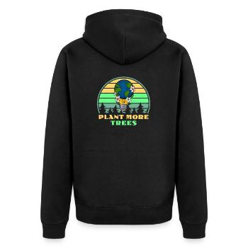 Plant more trees Umweltschutz Wald Berge Erde - Unisex Premium Bio Zip Hoodie - Schwarz - Hinten - Nico (187cm)