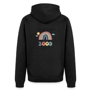 Making The World a Better Place Since 2009, 14th - Unisex Premium Organic Zip Hoodie - black - Back - Nico (187cm)
