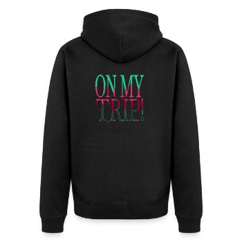jokes present idea internet sayings funny sayings - Unisex Premium Bio Zip Hoodie - Schwarz - Hinten - Nico (187cm)