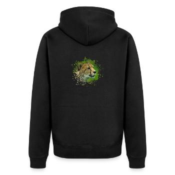 Cheetah On A Lookout Paint Splatter - Unisex Premium Organic Zip Hoodie - black - Back - Nico (187cm)
