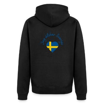 Jag älskar Sverige - Unisex Premium Bio Zip Hoodie - Schwarz - Hinten - Nico (187cm)