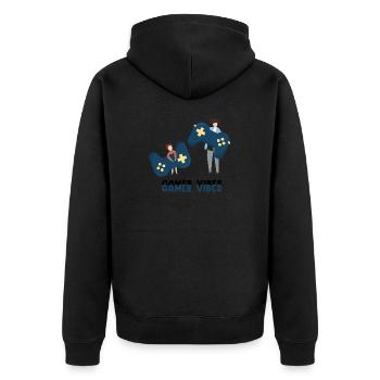 GAMER VIBES Cool Cute Gamer Siblings T-Shirt - Unisex Premium Organic Zip Hoodie - black - Back - Nico (187cm)