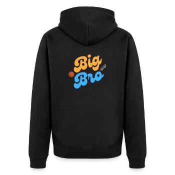 Big Bro - Unisex Premium Bio Zip Hoodie - Schwarz - Hinten - Nico (187cm)