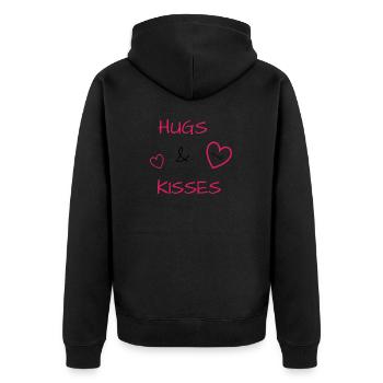 I love clothes / Hugs&Kisses - Unisex Premium Bio Zip Hoodie - Schwarz - Hinten - Nico (187cm)
