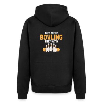 Ils me voient bowling ils Hatin drôle bowler - Veste à capuche bio Premium Unisexe - noir - Dos - Nico (187cm)