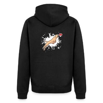 Cool Retro Dog Catching Training Designs T-Shirt - Unisex Premium Organic Zip Hoodie - black - Back - Nico (187cm)