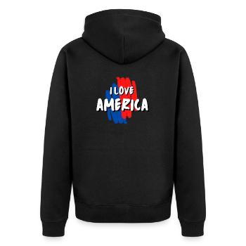 I LOVE AMERICA! Colorful design - Unisex Premium Organic Zip Hoodie - black - Back - Nico (187cm)