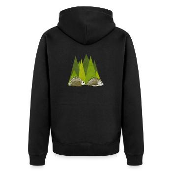 Igel - Unisex Premium Bio Zip Hoodie - Schwarz - Hinten - Nico (187cm)