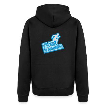 run better than government - Unisex Premium Organic Zip Hoodie - black - Back - Nico (187cm)