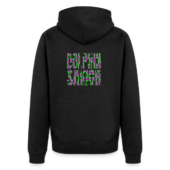 background art vegetarian animal print - Unisex Premium Bio Zip Hoodie - Schwarz - Hinten - Nico (187cm)