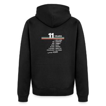 11st Birthday Vintage 11 Years Old Retro 132 - Unisex Premium Organic Zip Hoodie - black - Back - Nico (187cm)