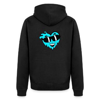 Cool heart with sunglasses Valentine's DayCool He - Unisex Premium Organic Zip Hoodie - black - Back - Nico (187cm)