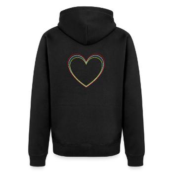 Die Fastnacht im Herzen - Unisex Premium Bio Zip Hoodie - Schwarz - Hinten - Nico (187cm)