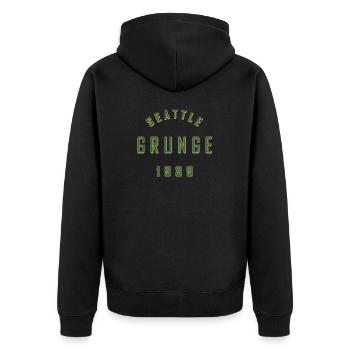 SEATTLE GRUNGE - Unisex Premium Bio Zip Hoodie - Schwarz - Hinten - Nico (187cm)