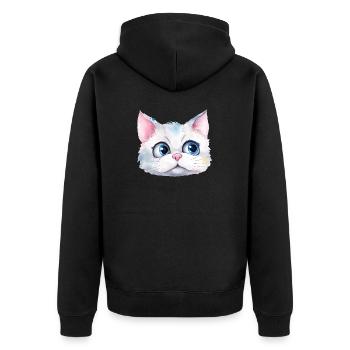 Cat Watercolor Drawing - Unisex Premium Organic Zip Hoodie - black - Back - Nico (187cm)