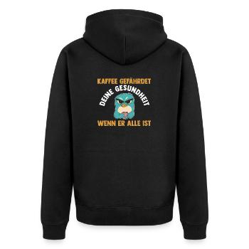 Kaffee Gefährdet Deine Gesundheit Eule - Unisex Premium Bio Zip Hoodie - Schwarz - Hinten - Nico (187cm)