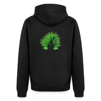 Das Palmenblatt - Unisex Premium Bio Zip Hoodie - Schwarz - Hinten - Nico (187cm)