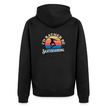 Ich würde lieber Skateboard fahren - Unisex Premium Bio Zip Hoodie - Schwarz - Hinten - Nico (187cm)