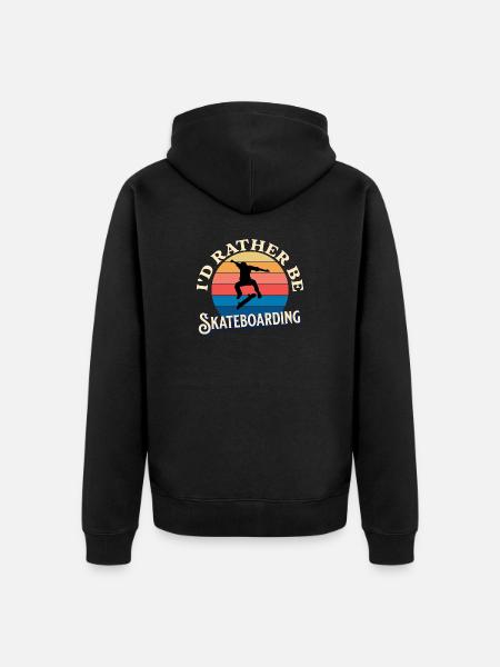 I’D Rather be Skateboarding - Unisex Premium Organic Zip Hoodie - black
