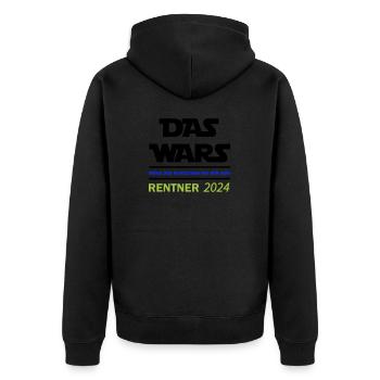 das wars rentner 2024 - Unisex Premium Bio Zip Hoodie - Schwarz - Hinten - Nico (187cm)