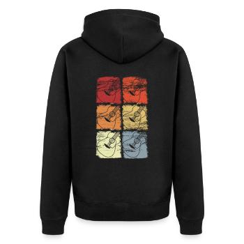 Croquis de guitare Vintage Look - Veste à capuche bio Premium Unisexe - noir - Dos - Nico (187cm)