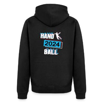Handball 2024 Handballer Handballspieler Spiel - Unisex Premium Bio Zip Hoodie - Schwarz - Hinten - Nico (187cm)