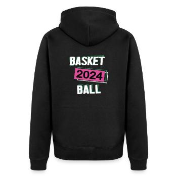 Basketball 2024 Basketballerin Basketballspielerin - Unisex Premium Bio Zip Hoodie - Schwarz - Hinten - Nico (187cm)