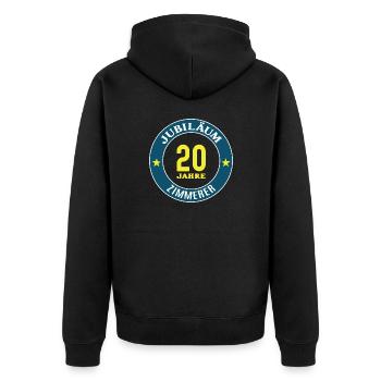 Zimmerer Jubiläum 20 Jahre 20 jähriges Jubi - Unisex Premium Bio Zip Hoodie - Schwarz - Hinten - Nico (187cm)