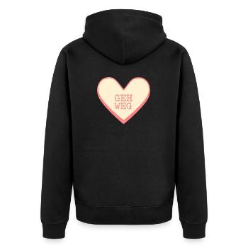 Geh Weg Zuckerherz Lustiger Spruch Herz - Unisex Premium Bio Zip Hoodie - Schwarz - Hinten - Nico (187cm)