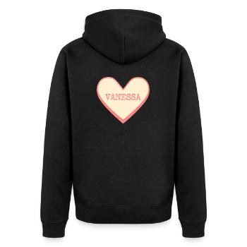 Vanessa Name Vorname rosa Zucker Herz - Unisex Premium Bio Zip Hoodie - Schwarz - Hinten - Nico (187cm)