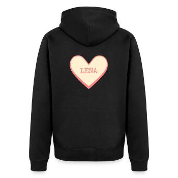 Lena Name Vorname rosa Zucker Herz - Unisex Premium Bio Zip Hoodie - Schwarz - Hinten - Nico (187cm)