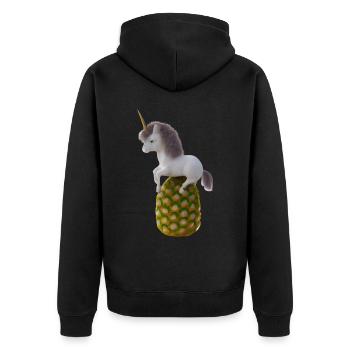 Licorne ananas - Licorne tropicale - Veste à capuche bio Premium Unisexe - noir - Dos - Nico (187cm)