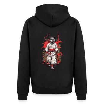 Dogs Yokai Art Japan Aesthetic Design - Unisex Premium Organic Zip Hoodie - black - Back - Nico (187cm)