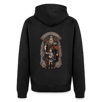 Father with Son Norse Viking Warrior - Unisex Premium Organic Zip Hoodie - black - Back - Nico (187cm)