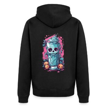 Occult Goth Kawaii Toxic Milkshake Design - Unisex Premium Organic Zip Hoodie - black - Back - Nico (187cm)