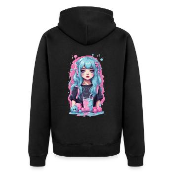 Kawaii Anime Girl Gothique Milkshake Manga Design - Veste à capuche bio Premium Unisexe - noir - Dos - Nico (187cm)